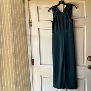 The Vanity Room Emerald Green Teal Sleeveless Cropped Jumpsuit Size S